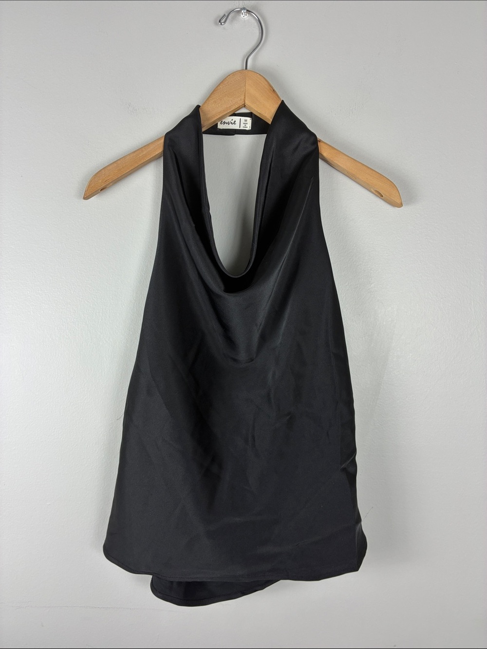 EVIE Black Satin Cowl Neck Halter Tank Formal Elegant Y2K